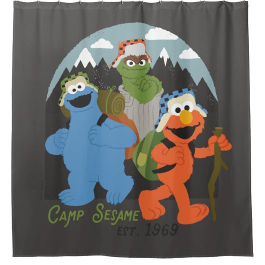 Camp Sesamstraat EST. 1969 Douchegordijn (Voorkant)