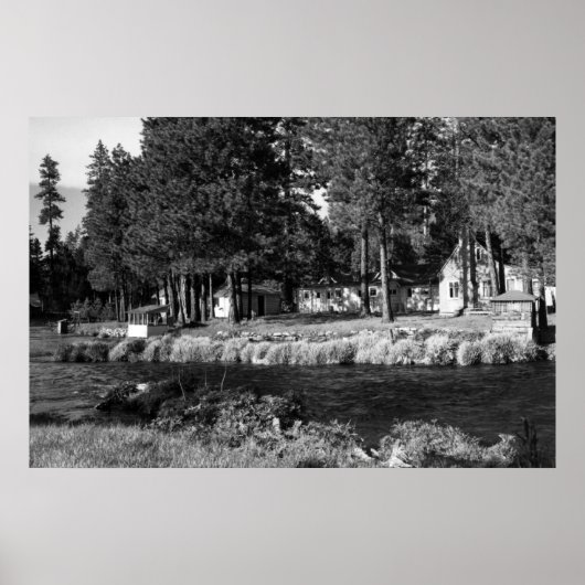Camp Sherman, uitzicht Oregon van Rogers Cabins Poster (Voorkant)