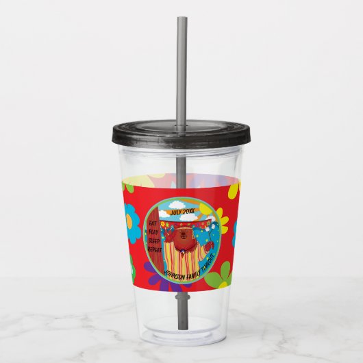 Camp Site Groovy Flower Beer Kinder Tumbler Acryl Drinkbeker (Voorkant)