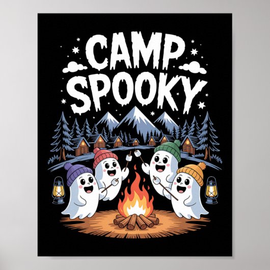 Camp Spooky Halloween Camping Wandelen Mannen Vrou Poster (Voorkant)
