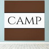CAMP Sportieve Retro Bold Bruin Wit Brede Strepen Canvas Afdruk (Insitu (Houten vloer))