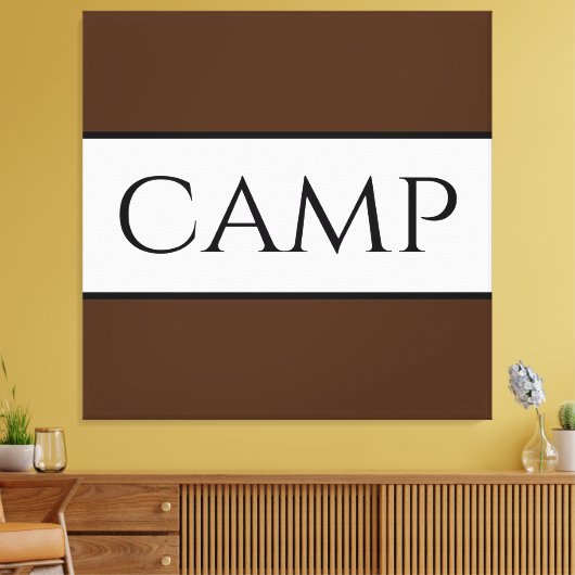 CAMP Sportieve Retro Bold Bruin Wit Brede Strepen Canvas Afdruk (Insitu (Woonkamer))