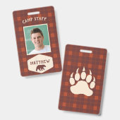 Camp staff Rustic Flannel and Beer Photo ID Badge (Voor- en achterkant)