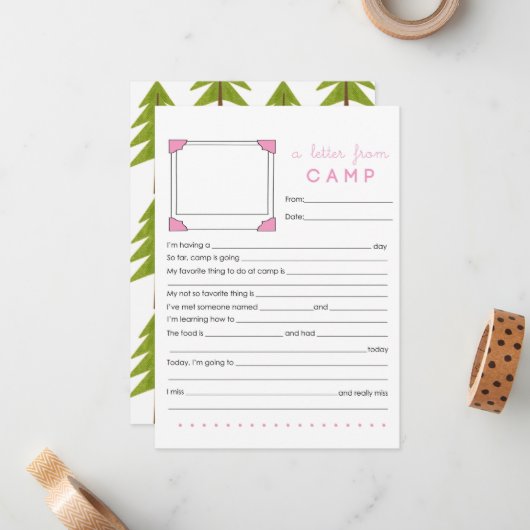 Camp Stationery invullen Notitiekaartje (Voorkant / Achterkant in situ)