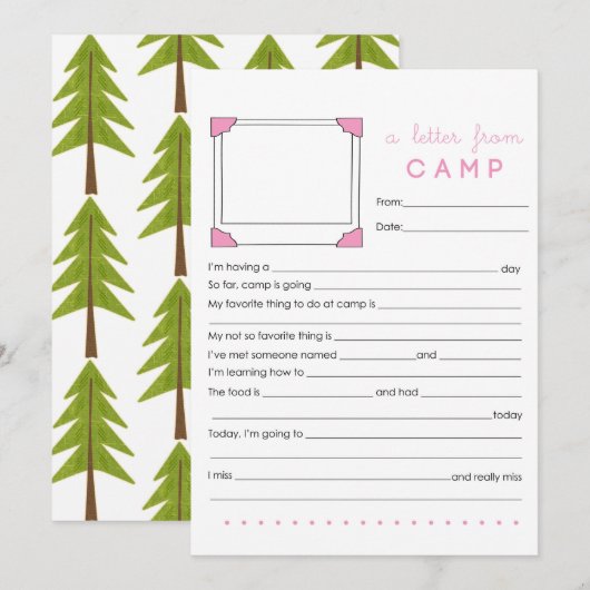 Camp Stationery invullen Notitiekaartje (Voorkant / Achterkant)