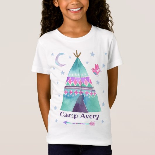 Camp T-Shirt Girl Camping T-Shirt (Voorkant)