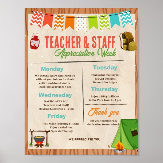 Camp Teacher en Personeel Waardering sjabloon Poster (Voorkant)
