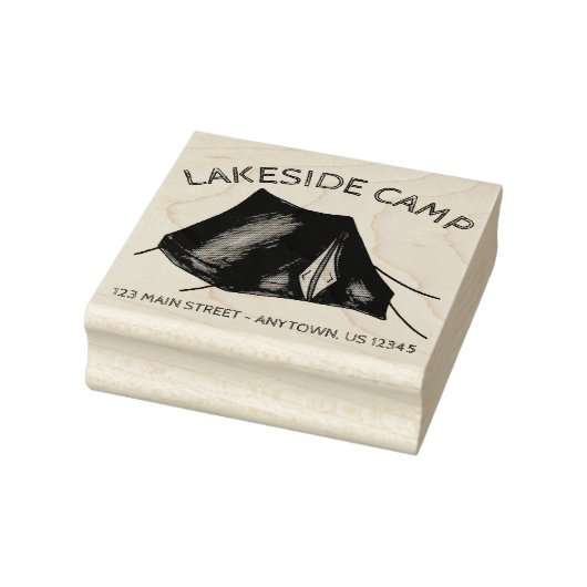 Camp Tent Campground in de zomer, buiten Adres Rubberstempel (Stempel)