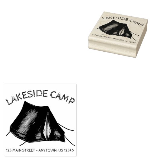 Camp Tent Campground in de zomer, buiten Adres Rubberstempel (Gestempeld)