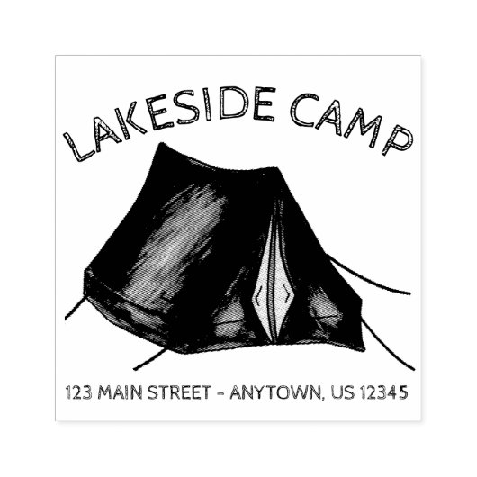 Camp Tent Campground in de zomer, buiten Adres Rubberstempel (Afrduk)