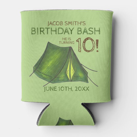 Camp Tent Sleepover Camping Birthday Bash Blikjeskoeler (Voorkant)