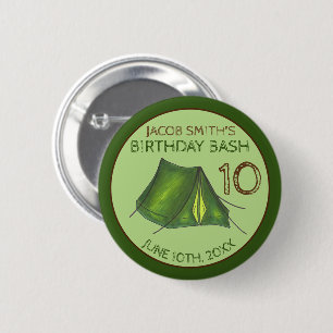 Camp Tent Sleepover Camping Birthday Bash Ronde Button 5,7 Cm