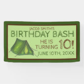 Camp Tent Sleepover Camping Birthday Bash Spandoek (Horizontaal)