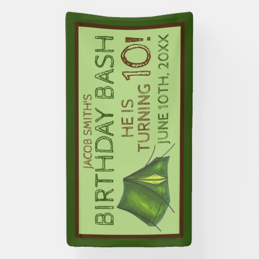 Camp Tent Sleepover Camping Birthday Bash Spandoek (Verticaal)