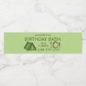 Camp Tent Sleepover Camping Birthday Bash Waterfles Etiket (Enkel label)