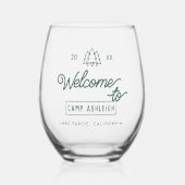 Camp Thema Bachelorette Party Custom Wijnglas Zonder Voet (Voorkant)