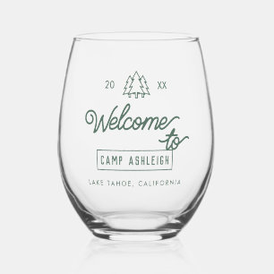 Camp Thema Bachelorette Party Custom Wijnglas Zonder Voet