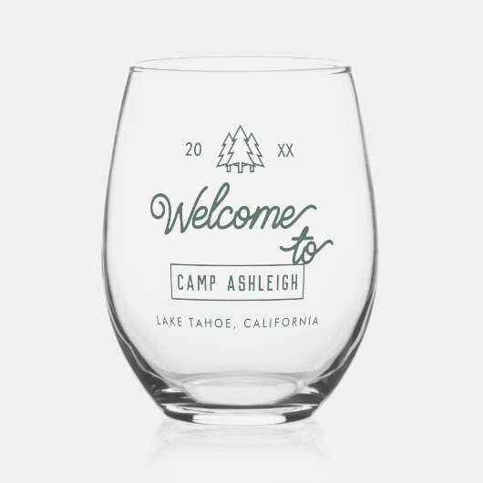 Camp Thema Bachelorette Party Custom Wijnglas Zonder Voet (Voorkant)