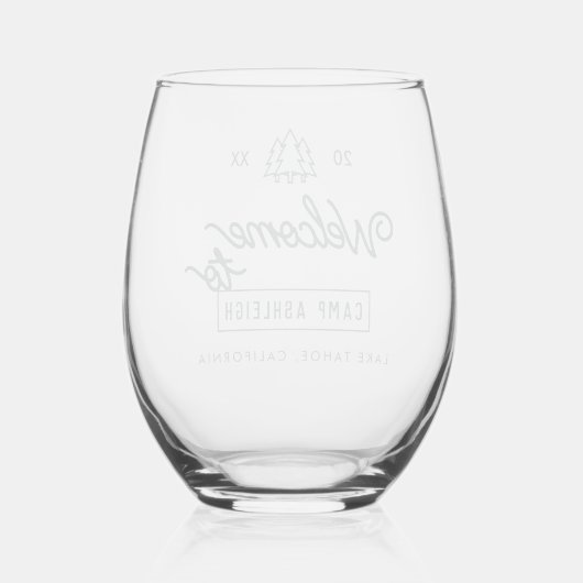 Camp Thema Bachelorette Party Custom Wijnglas Zonder Voet (Achterkant)