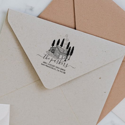 Camp Theme | Familienaam Handtekening Terugkeeradr Rubberstempel