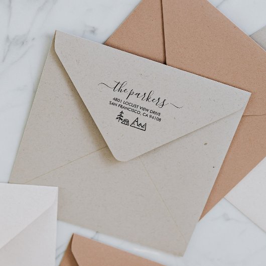 Camp Theme | Familienaam Handtekening Terugkeeradr Rubberstempel