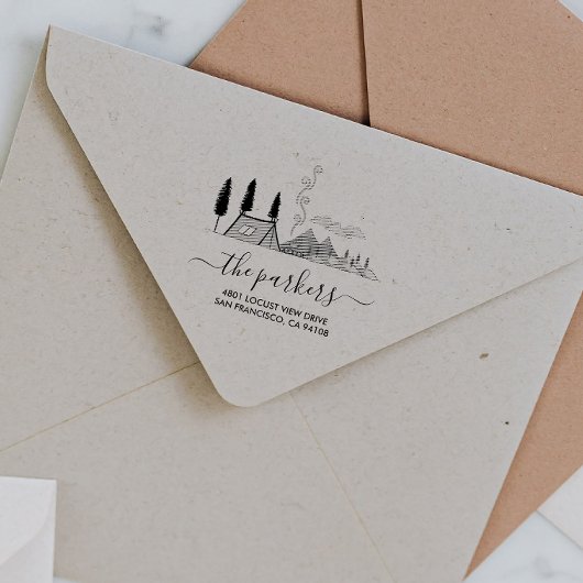 Camp Theme | Familienaam Handtekening Terugkeeradr Rubberstempel