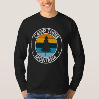 Camp Three Montana MT USA City Pride Retro Zonsond T-shirt