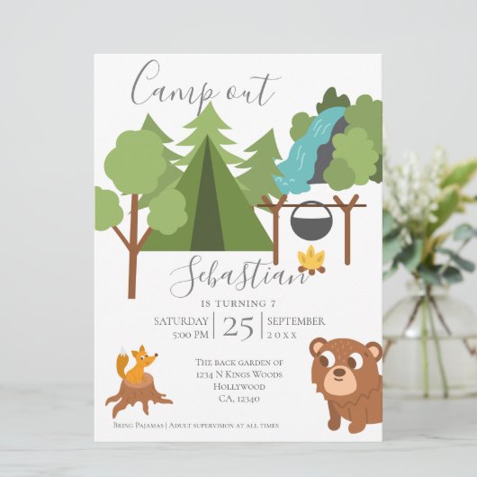 Camp uit met game aan de achterzijde kaart (Staand voorkant)