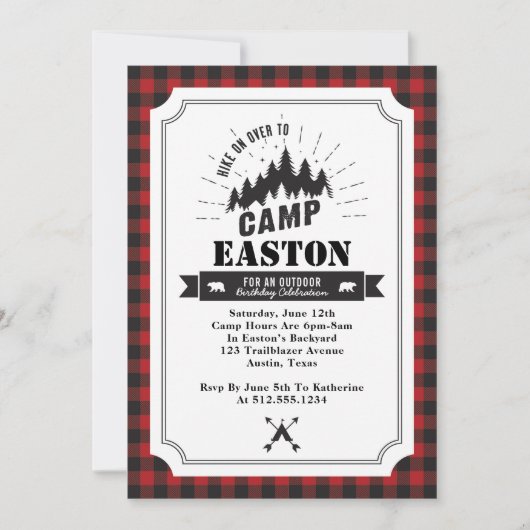 Camp Verjaardagsfeestuitnodiging Kaart (Voorkant)