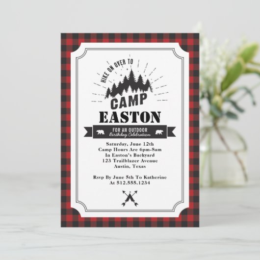 Camp Verjaardagsfeestuitnodiging Kaart (Staand voorkant)