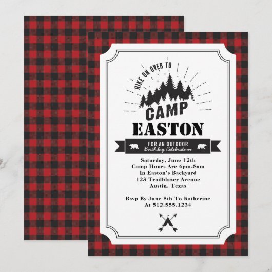 Camp Verjaardagsfeestuitnodiging Kaart (Voorkant / Achterkant)