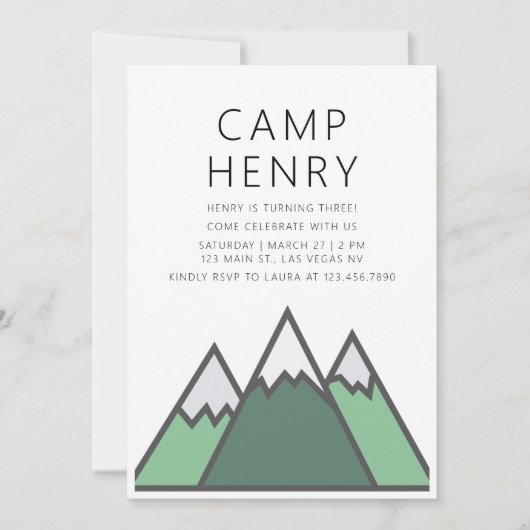 Camp Verjaardagsfeestuitnodiging Kaart (Voorkant)