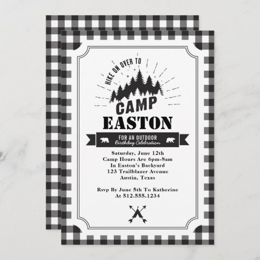 Camp Verjaardagsfeestuitnodiging Kaart (Voorkant / Achterkant)