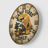 Camp Vibes Only Funny Camping Duck Rustic Outdoor Grote Klok (Hoek)