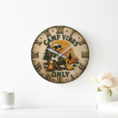 Camp Vibes Only Funny Camping Duck Rustic Outdoor Grote Klok (Huis)