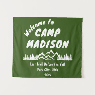 Camp Vrijgezellenfeest Bach Berg Camping Prop Sign Wandkleed