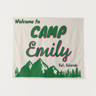 Camp Vrijgezellenfeest Mountain Bach Camping Prop Wandkleed