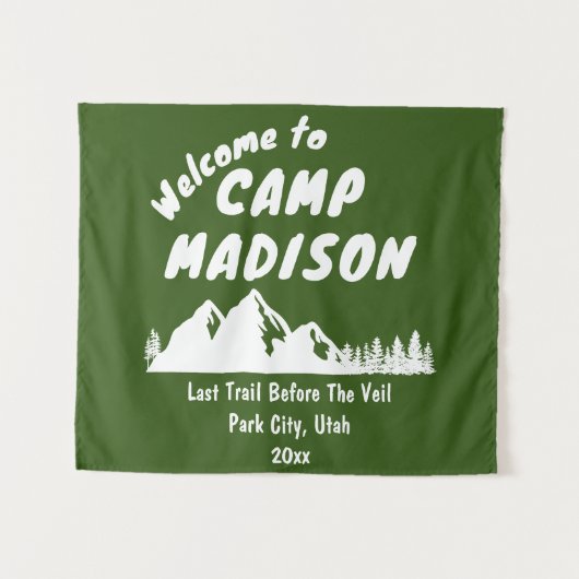 Camp Vrijgezellenfeest Mountain Bach Camping Prop Wandkleed (Voorkant (horizontaal))