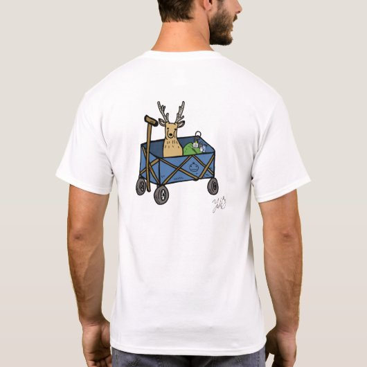 “Camp Wagon Deer” Whimsical T-Shirt (Achterkant)
