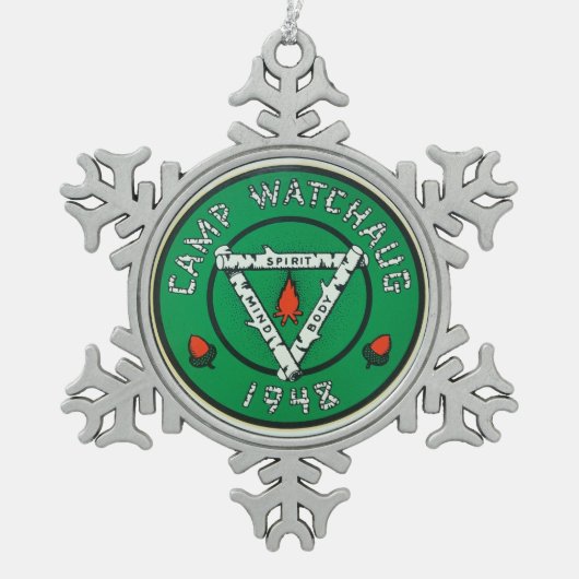 Camp Watchaug-versiering Tin Sneeuwvlok Ornament (Voorkant)