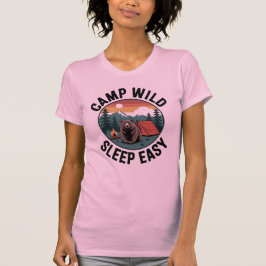 Camp Wild Sleep Easy-Bear Camping Vintage Sunset T-shirt