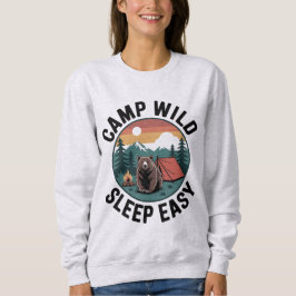 Camp Wild Sleep Easy-Bear Camping Vintage Sunset Trui