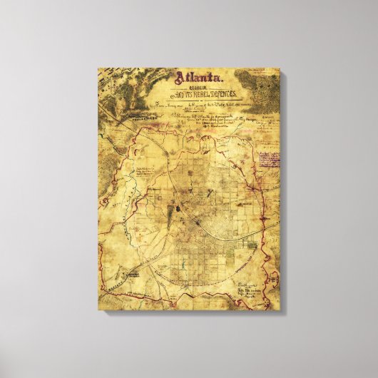 Campagne Atlanta - Kaart van het Panoramiek-burger Canvas Afdruk (Voorkant)