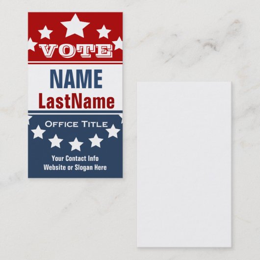 Campagne politieke Sjabloon Visitekaartje (Voorkant / Achterkant)