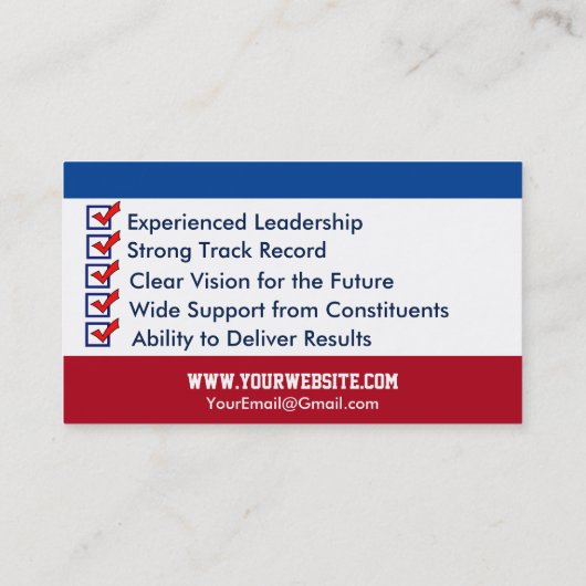 Campagne politieke Sjabloon Visitekaartje (Achterkant)