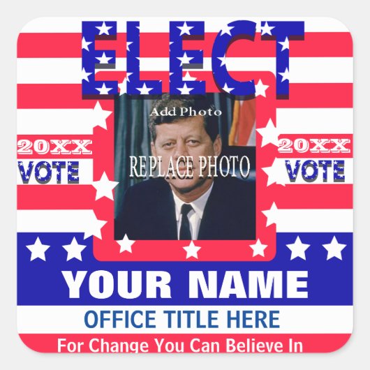 Campagne-Sjabloon | Sterren Stripes Vierkante Sticker (Voorkant)