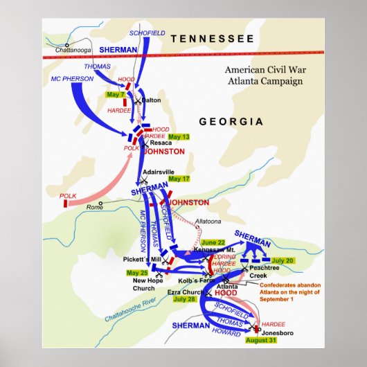 Campagne van de Amerikaanse burgeroorlog in Atlant Poster (Voorkant)