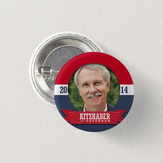 CAMPAGNE VAN JOHN KITZHABER RONDE BUTTON 3,2 CM (Voorkant /achterkant)