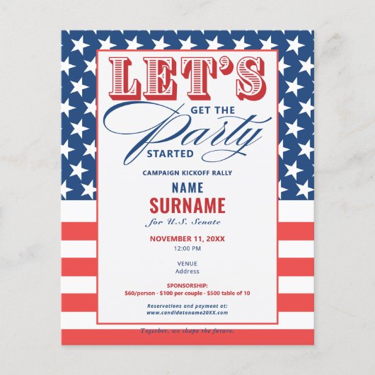 Campagne voor het werven van politieke fondsen van flyer (Voorkant)