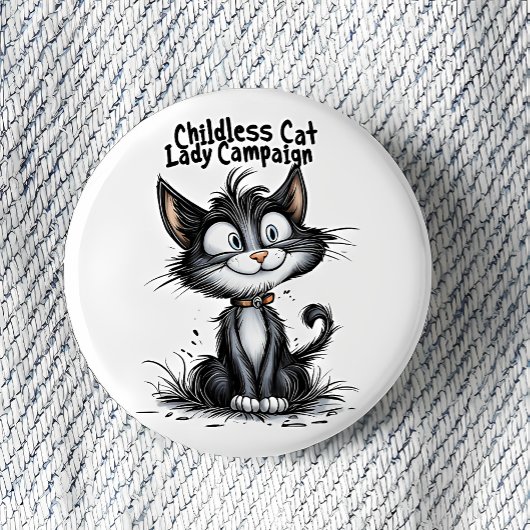 Campagne voor kinderloze Cat Lady Ronde Button 3,2 Cm